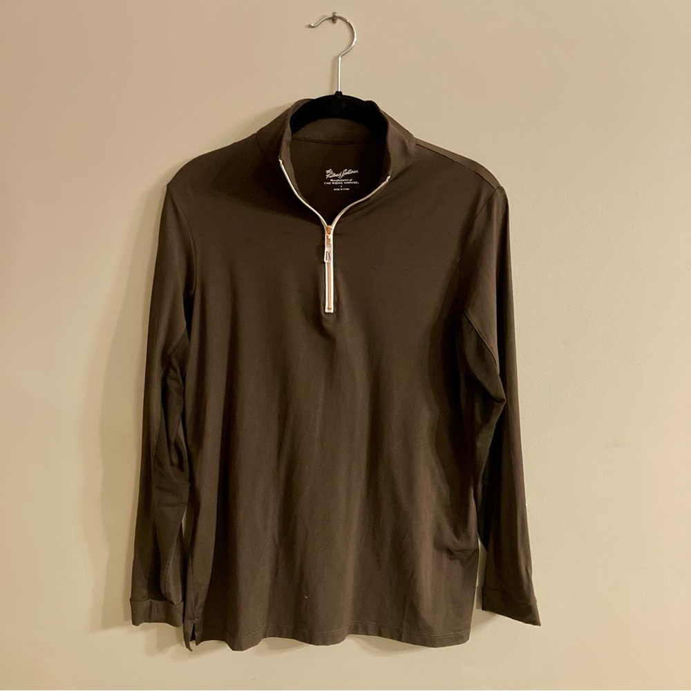 Tailored Sportsman Icefil 1/4 Zip Shirt Espresso with Rose Gold Zipper L